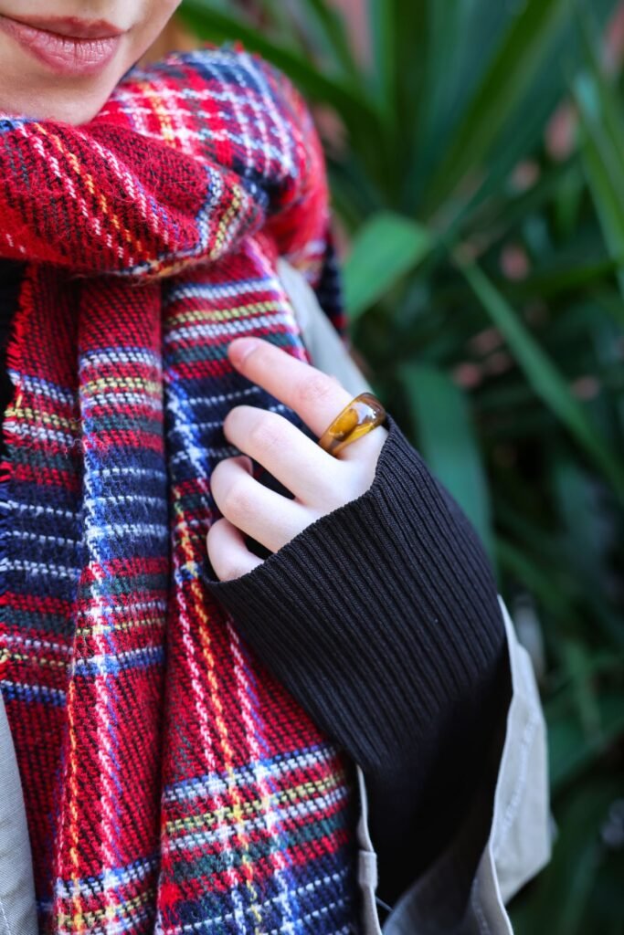 Alexander McQueen Red Tartan Wool Scarf