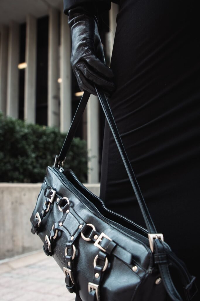 Balenciaga Black Leather Buckle Shoulder Bag