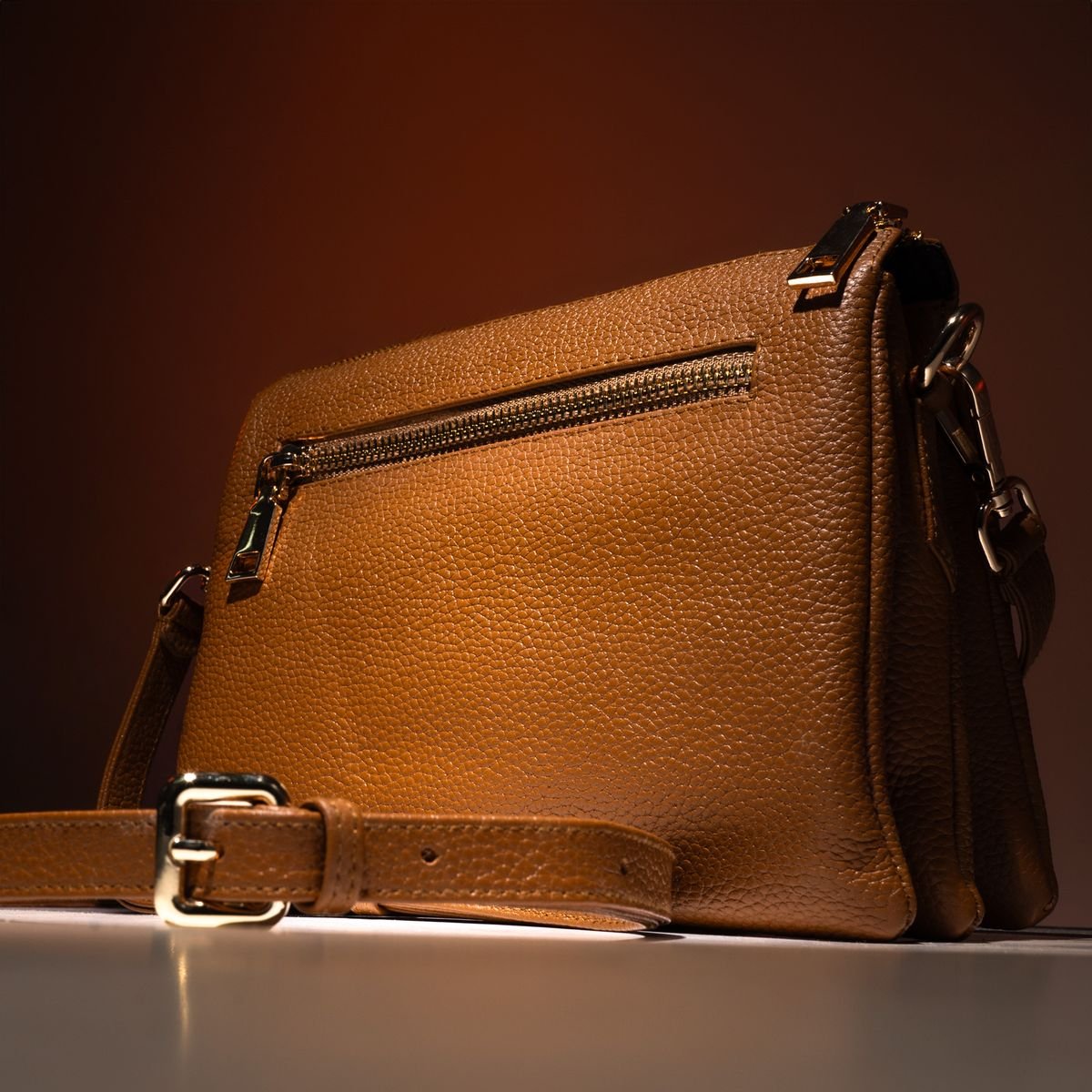 Chloé Tan Leather Buckle Crossbody Bag