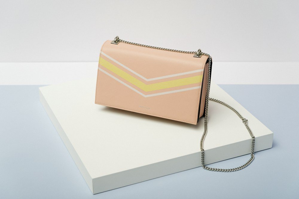 Valentino Pink Chevron Leather Chain Bag