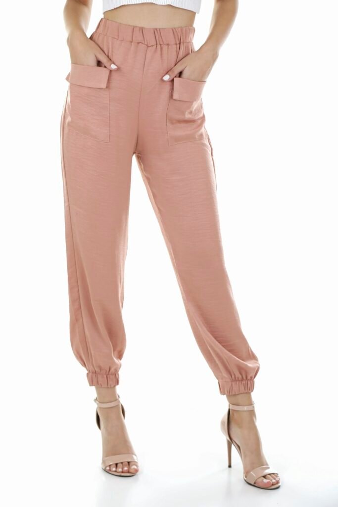 Stella McCartney Blush Satin Cargo Joggers