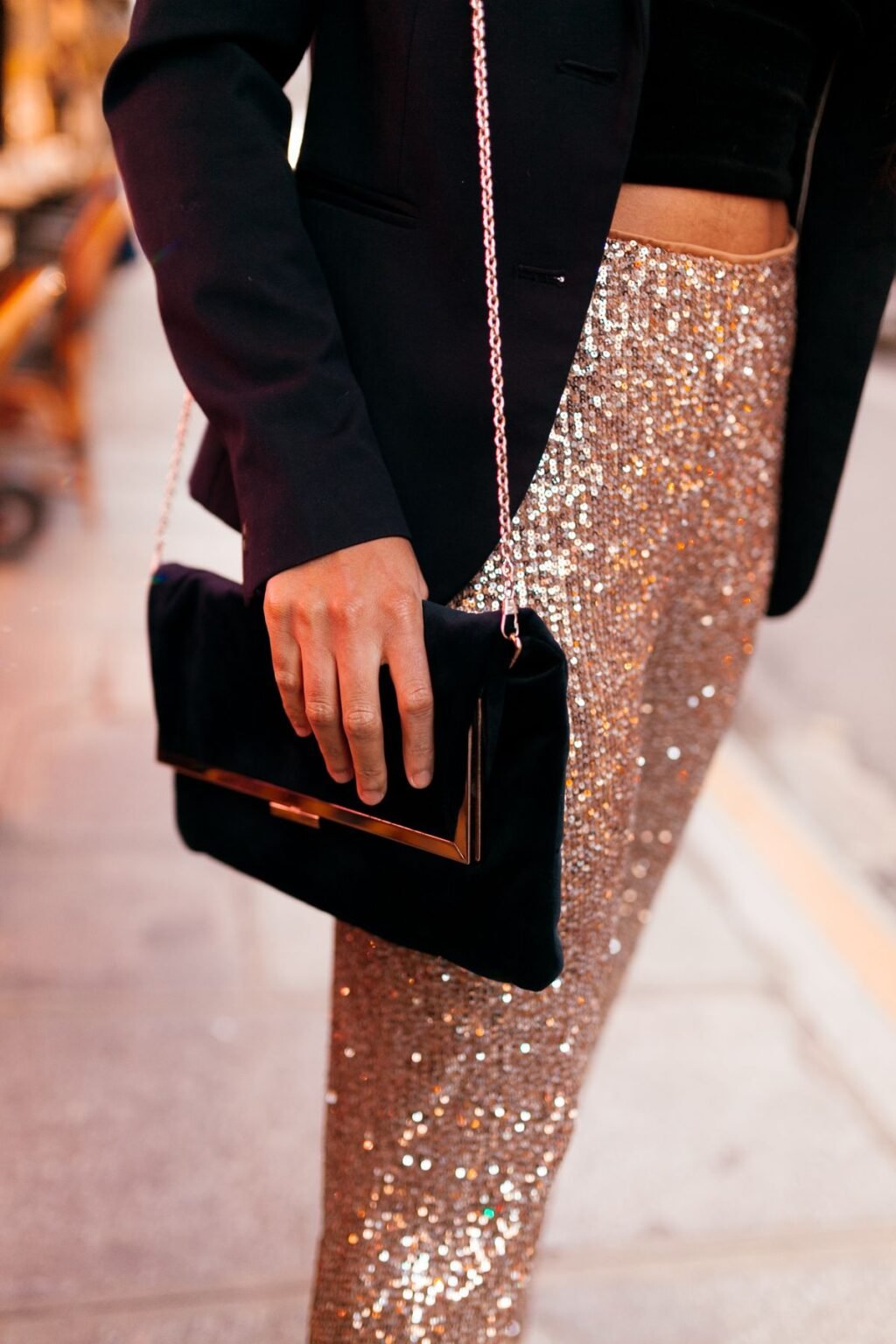 Saint Laurent Black Velvet Top-Handle Clutch