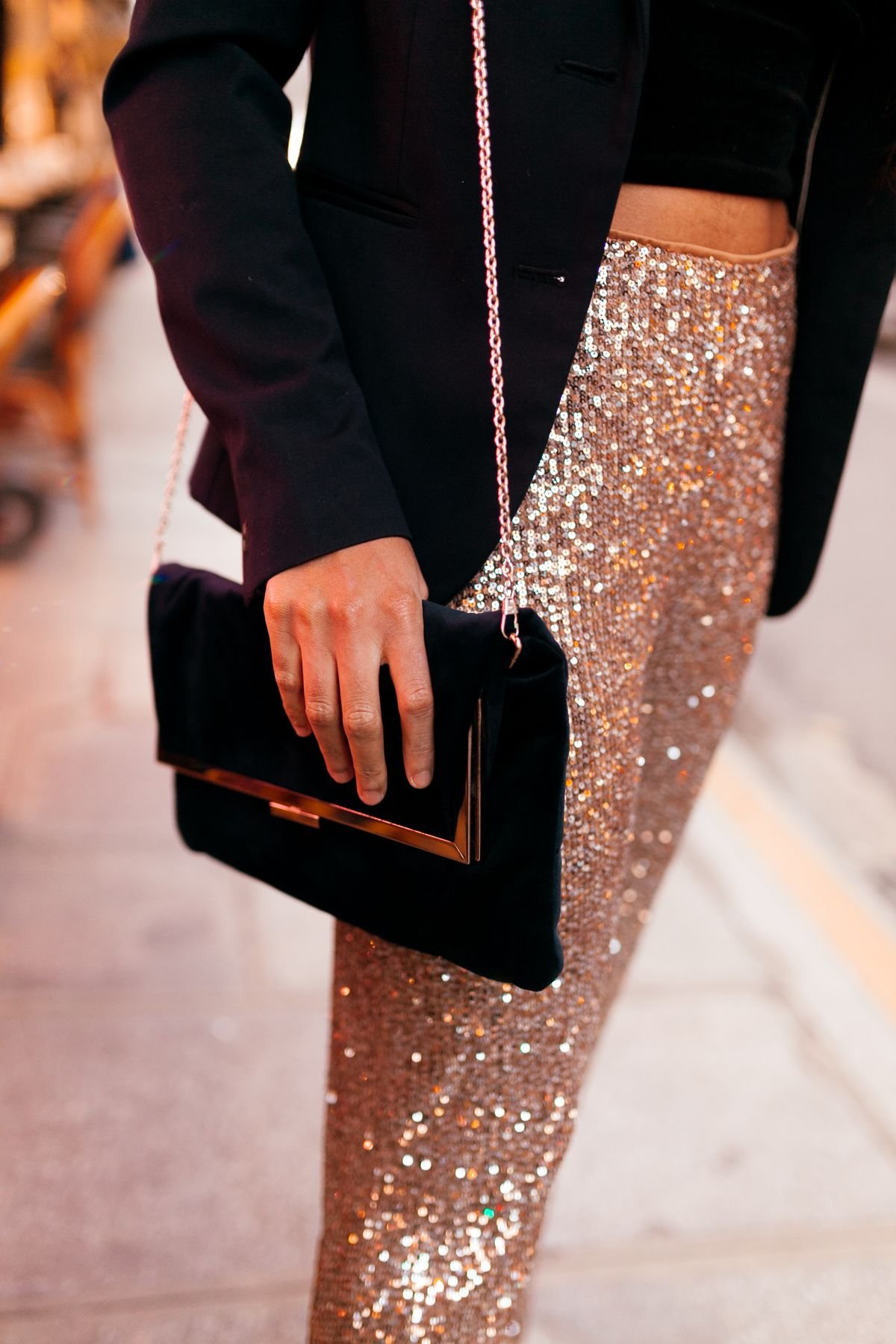 Saint Laurent Black Velvet Top-Handle Clutch
