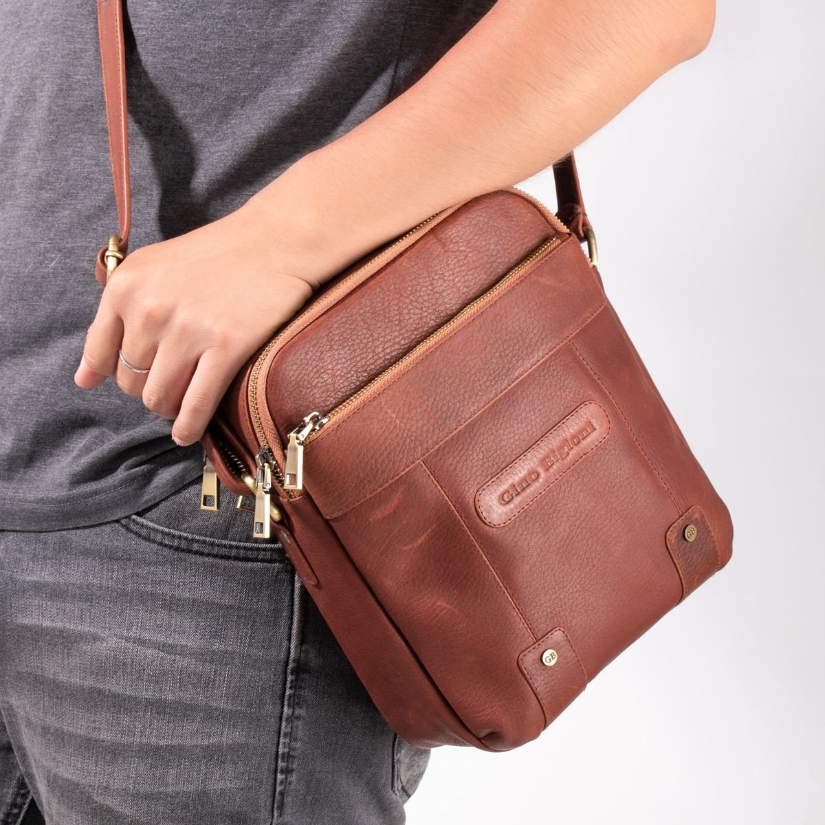 Valentino Brown Leather Camera Crossbody